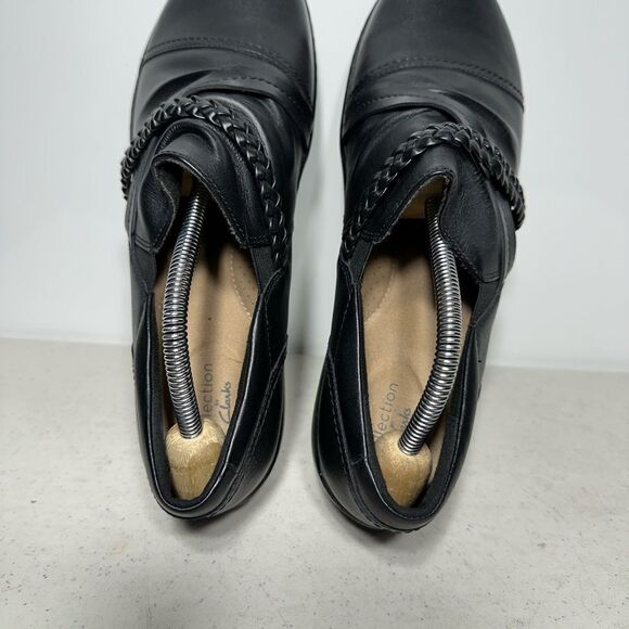 Clarks Collection Leather Shoe Slip-Ons Cora Braid Black size 9,5 Women's - Picture 5 of 8